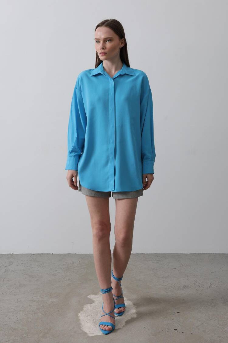 Long Sleeve Shirt - Reyon - Globality Store - Women Clothes Wholesale Turkey