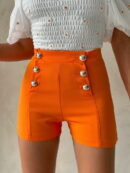 Ornament Buttoned Wholesale Shorts - Topshow - Globality Store - Women Clothes Wholesale Turkey