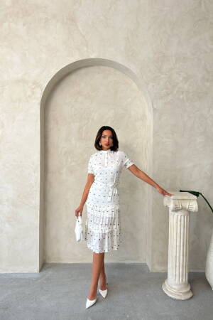 D1938 Shirt Collar Skirt Two Ruffles Dress - Topshow - Globality Store - Women Clothes Wholesale Turkey