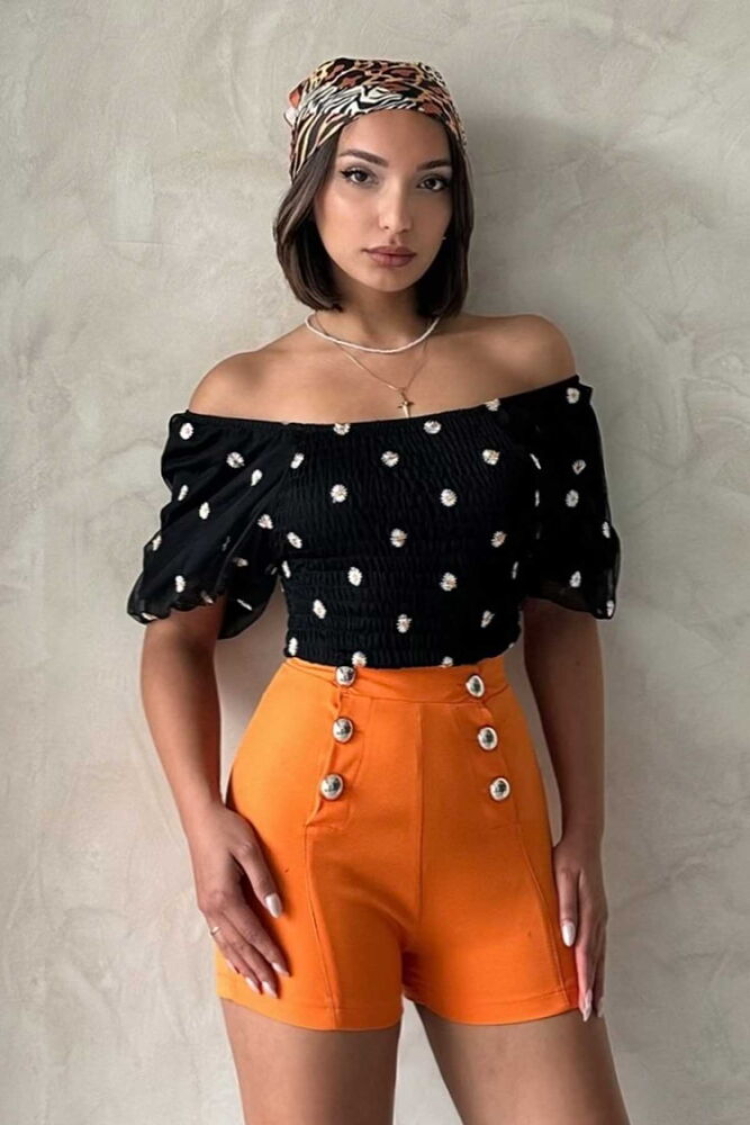 Gipe Detailed Patterned Chiffon Wholesale Blouse - Topshow - Globality Store - Women Clothes Wholesale Turkey
