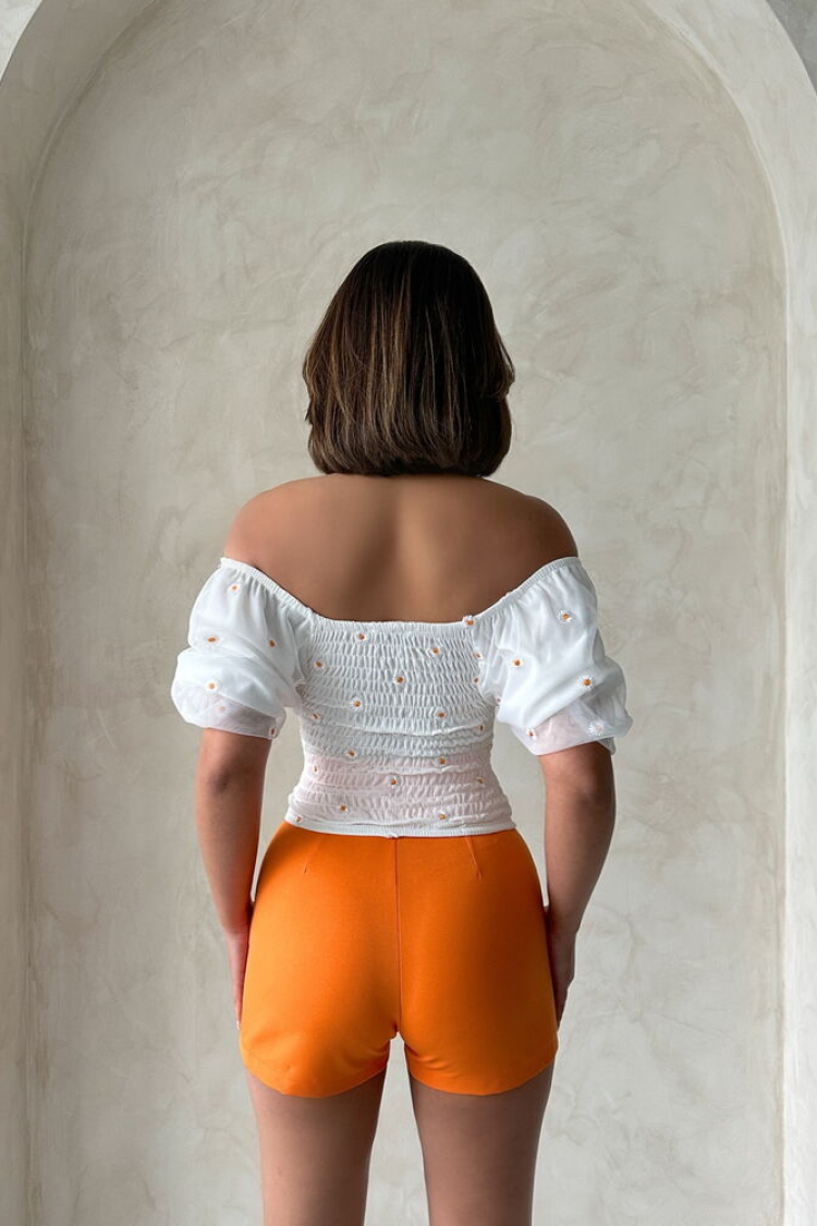 Gipe Detailed Patterned Chiffon Wholesale Blouse