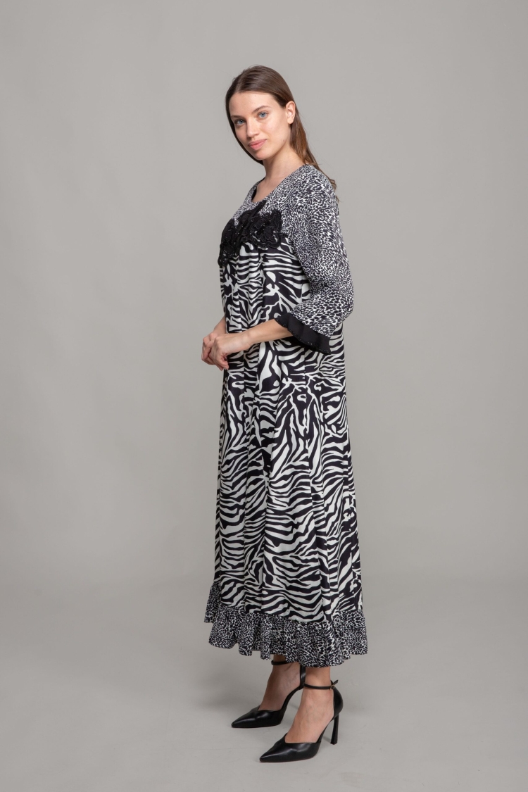 Round Neck Satin Empirme Dress