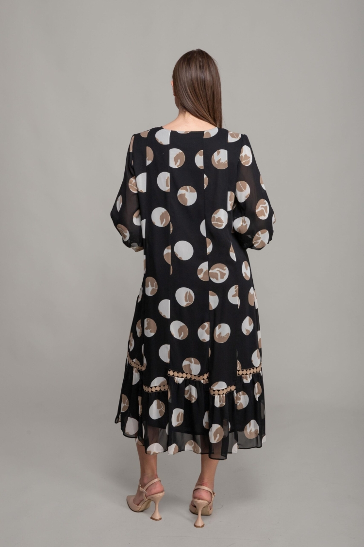 Round Neck Foil Chiffon Dress
