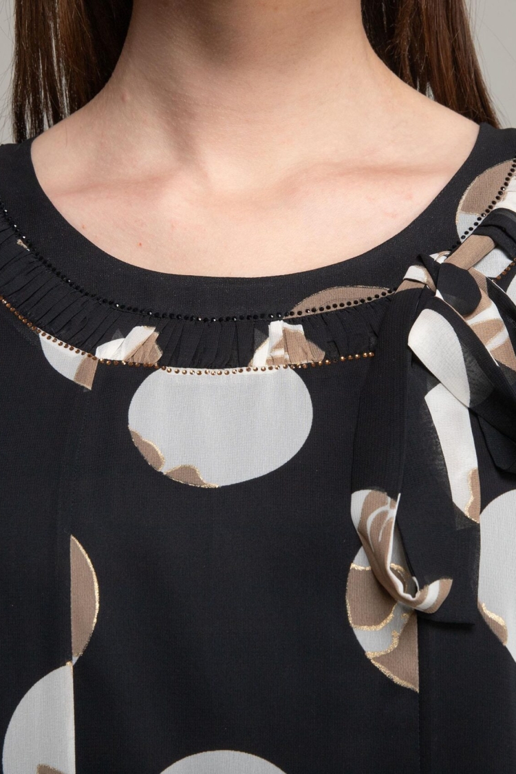 Round Neck Foil Chiffon Dress