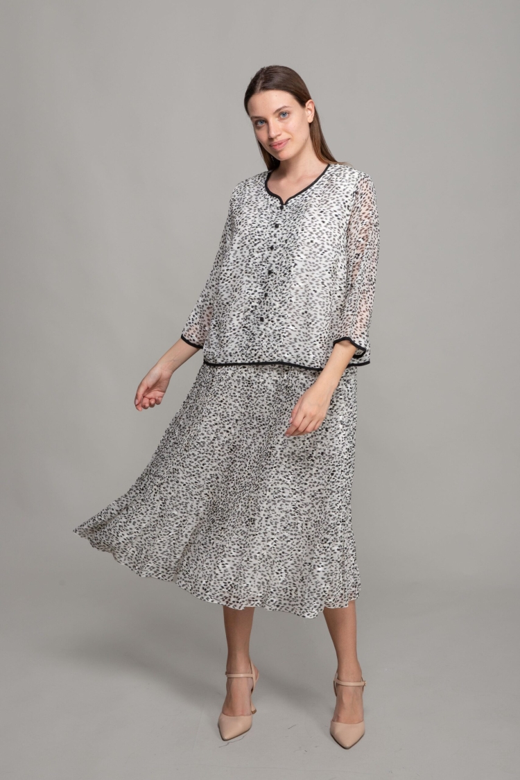 Round Neck Cutout Chiffon Dress - GUMANIZE - Globality Store - Women Clothes Wholesale Turkey