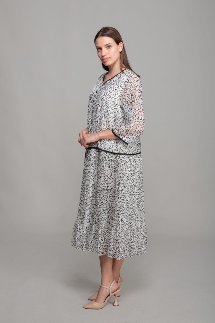 Round Neck Cutout Chiffon Dress