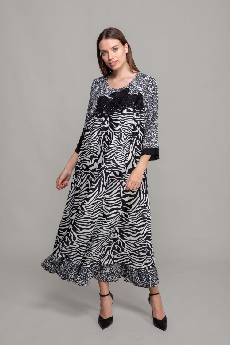 Round Neck Satin Empirme Dress - GUMANIZE - Globality Store - Women Clothes Wholesale Turkey