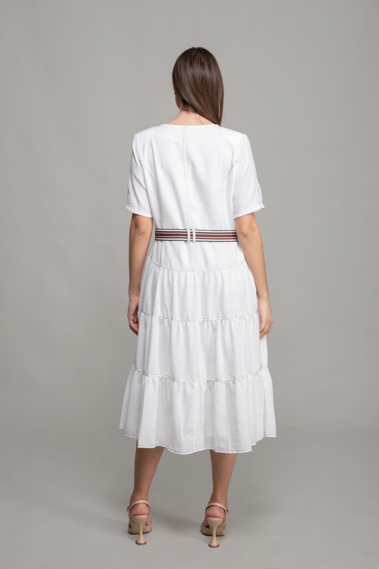 V Shirt Collar Rio Linen Dress