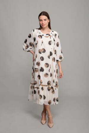 Round Neck Foil Chiffon Dress - GUMANIZE - Globality Store - Women Clothes Wholesale Turkey
