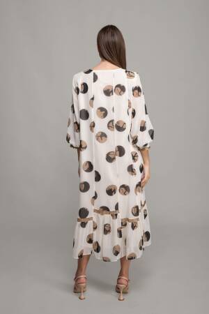 Round Neck Foil Chiffon Dress - GUMANIZE - Globality Store - Women Clothes Wholesale Turkey