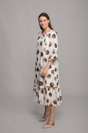 Round Neck Foil Chiffon Dress - GUMANIZE - Globality Store - Women Clothes Wholesale Turkey