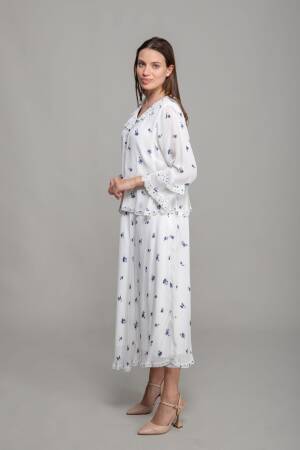 Round Neck Ruffle Gunpowder Dress - GUMANIZE - Globality Store - Women Clothes Wholesale Turkey