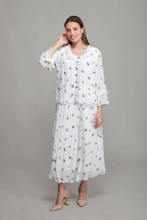 Round Neck Ruffle Gunpowder Dress - GUMANIZE - Globality Store - Women Clothes Wholesale Turkey