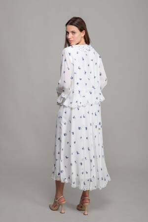 Round Neck Ruffle Gunpowder Dress - GUMANIZE - Globality Store - Women Clothes Wholesale Turkey