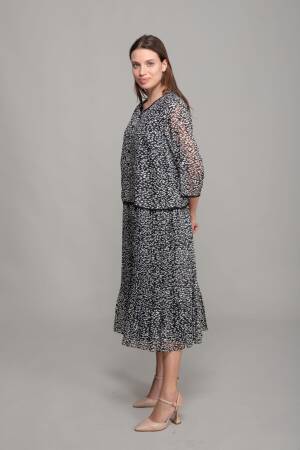 Round Neck Cutout Chiffon Dress - GUMANIZE - Globality Store - Women Clothes Wholesale Turkey