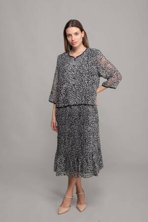 Round Neck Cutout Chiffon Dress - GUMANIZE - Globality Store - Women Clothes Wholesale Turkey