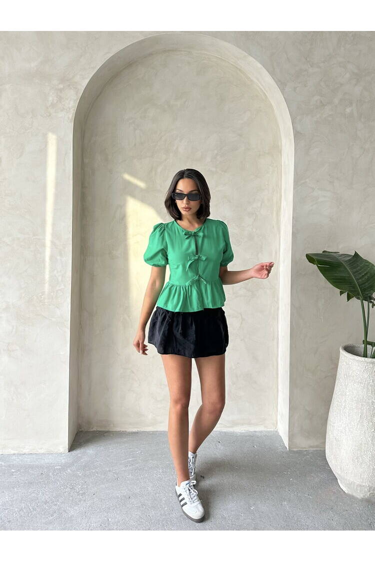 Front Tie Poplin Wholesale Blouse