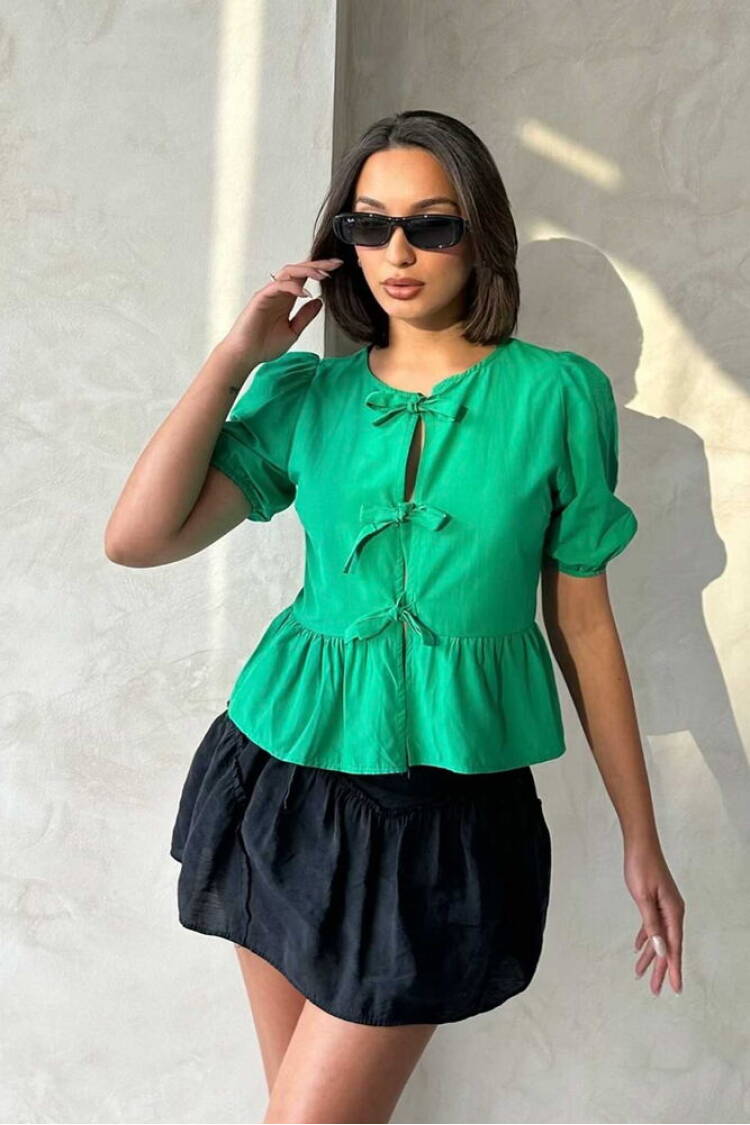 Front Tie Poplin Wholesale Blouse - Topshow - Globality Store - Women Clothes Wholesale Turkey