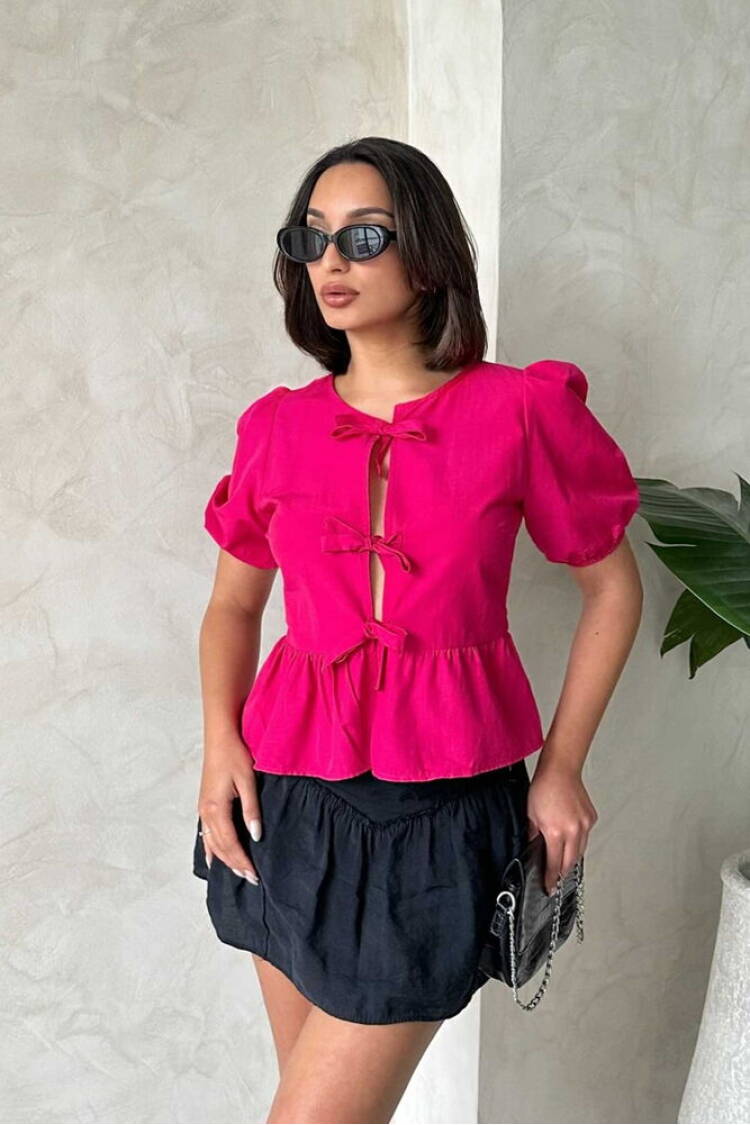 Front Tie Poplin Wholesale Blouse - Topshow - Globality Store - Women Clothes Wholesale Turkey