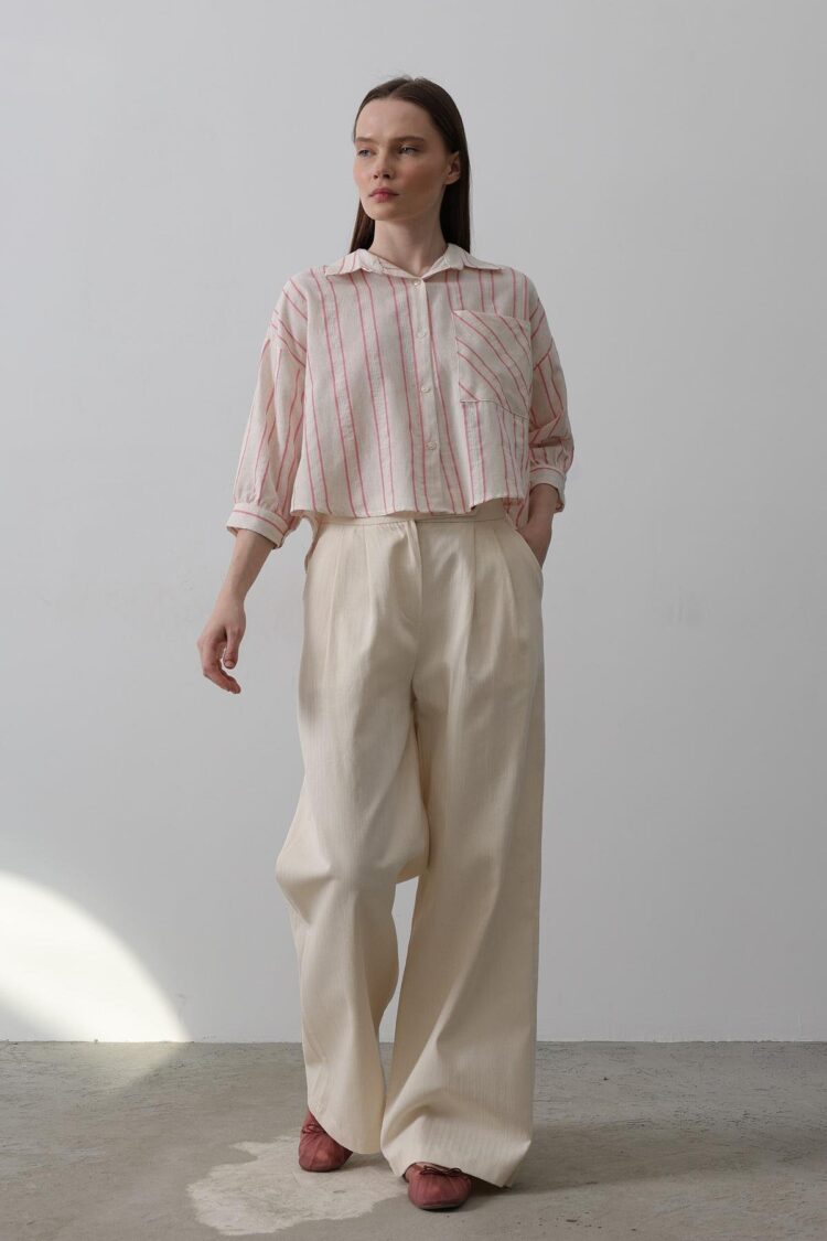 Double Pleated Palazzo Pants - Beige - Reyon - Globality Store - Women Clothes Wholesale Turkey