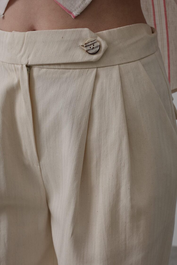 Double Pleated Palazzo Pants - Beige