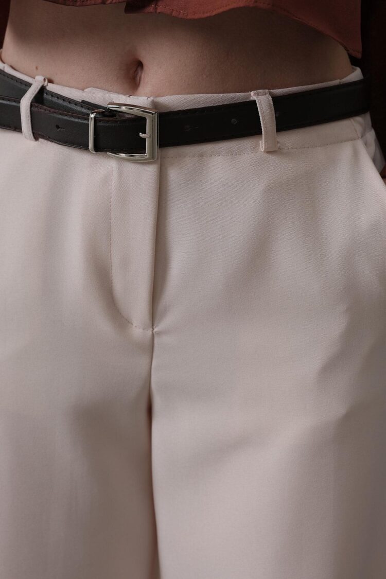 Belted Palazzo Pants - Powder