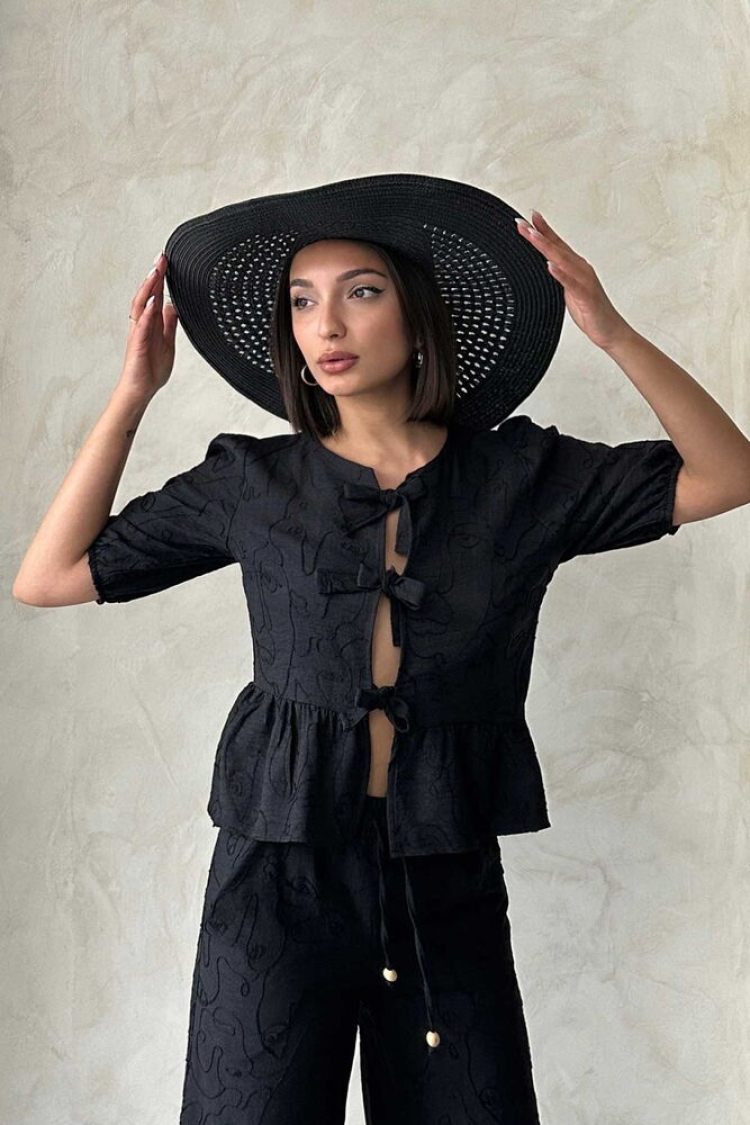 Front Tie Embroidered Blouse - Topshow - Globality Store - Women Clothes Wholesale Turkey