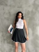 Pile Detailed Polyviscose Skirt - Radica Fashion - Globality Store - Women Clothes Wholesale Turkey