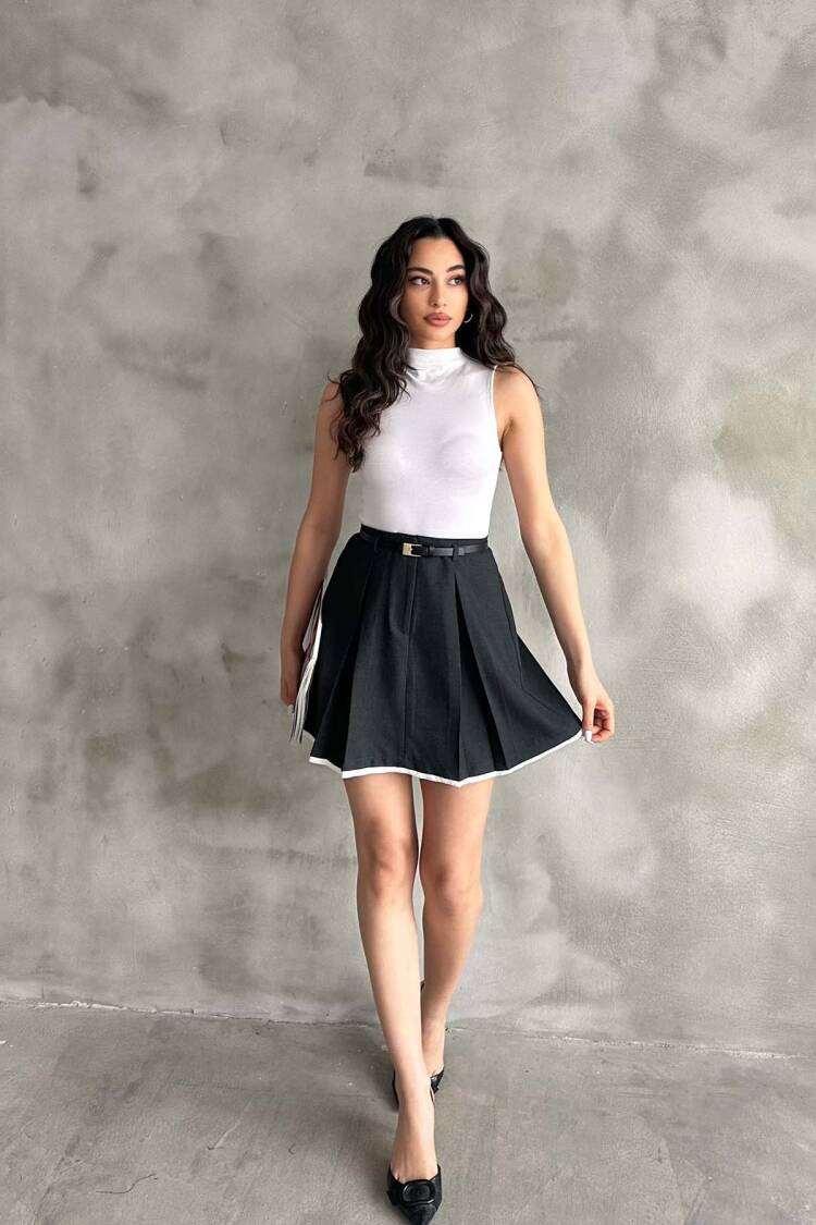 Pile Detailed Polyviscose Skirt - Radica Fashion - Globality Store - Women Clothes Wholesale Turkey