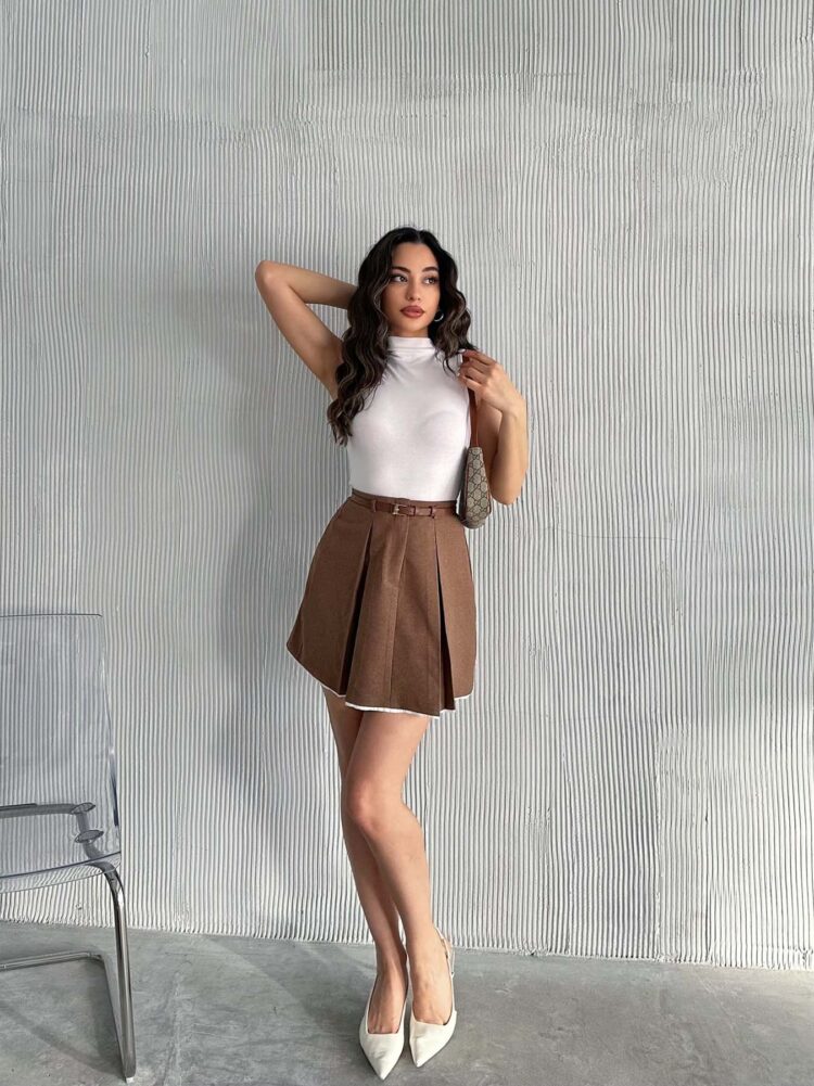 Pile Detailed Polyviscose Skirt - Radica Fashion - Globality Store - Women Clothes Wholesale Turkey