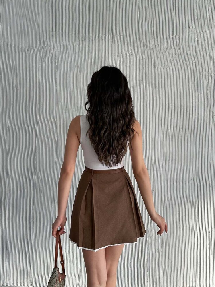 Pile Detailed Polyviscose Skirt