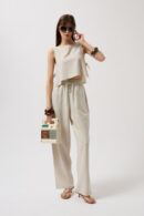 Straight Cut Pants With Lace Up Waist - Black Fashion - Globality Store - Women Clothes Wholesale Turkey