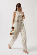 Straight Cut Pants With Lace Up Waist - Black Fashion - Globality Store - Women Clothes Wholesale Turkey