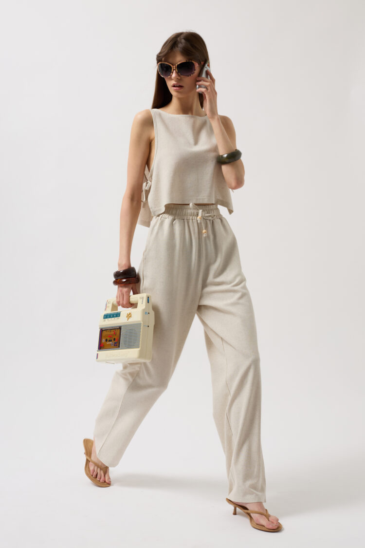 Straight Cut Pants With Lace Up Waist - Black Fashion - Globality Store - Women Clothes Wholesale Turkey