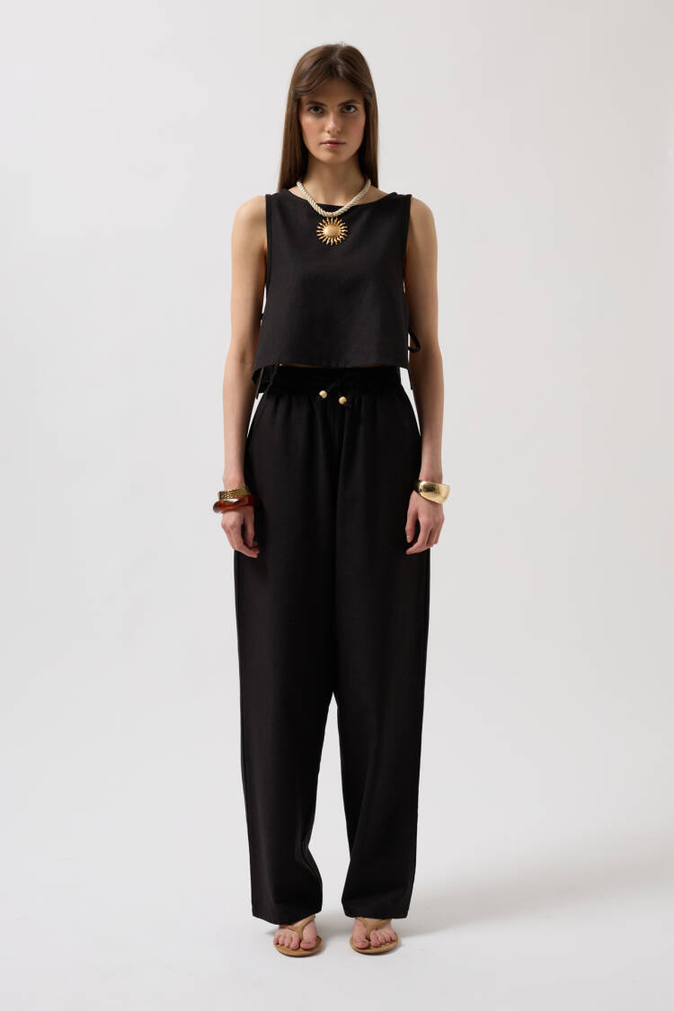 Side Tie Crop Blouse