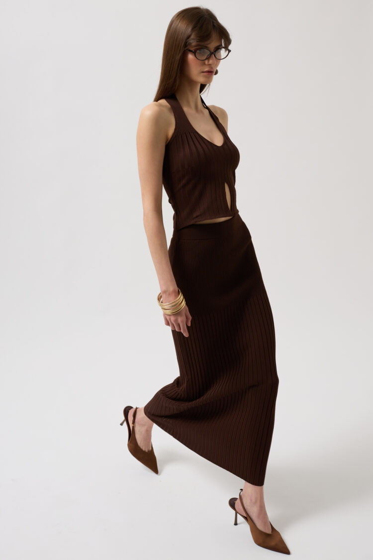High Waist Textured Skirt