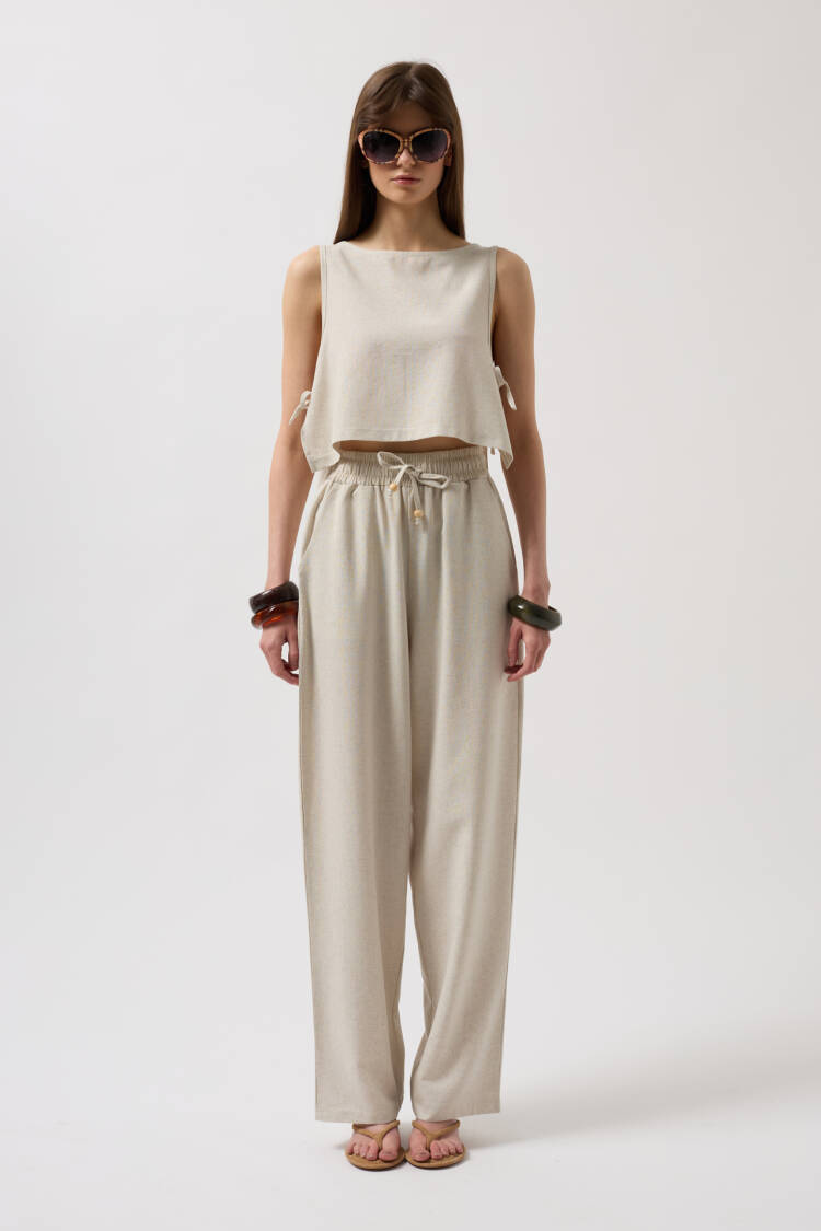 Side Tie Crop Blouse