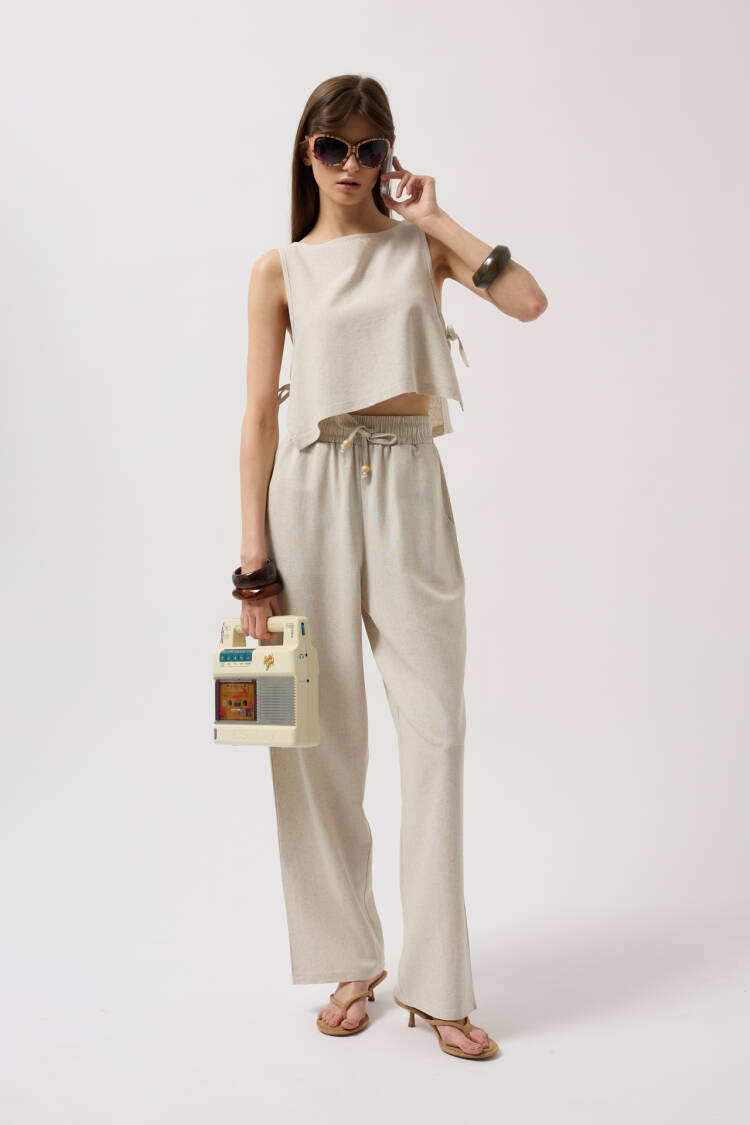Side Tie Crop Blouse