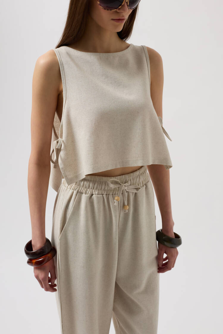 Side Tie Crop Blouse
