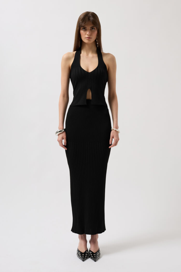 High Waist Textured Skirt