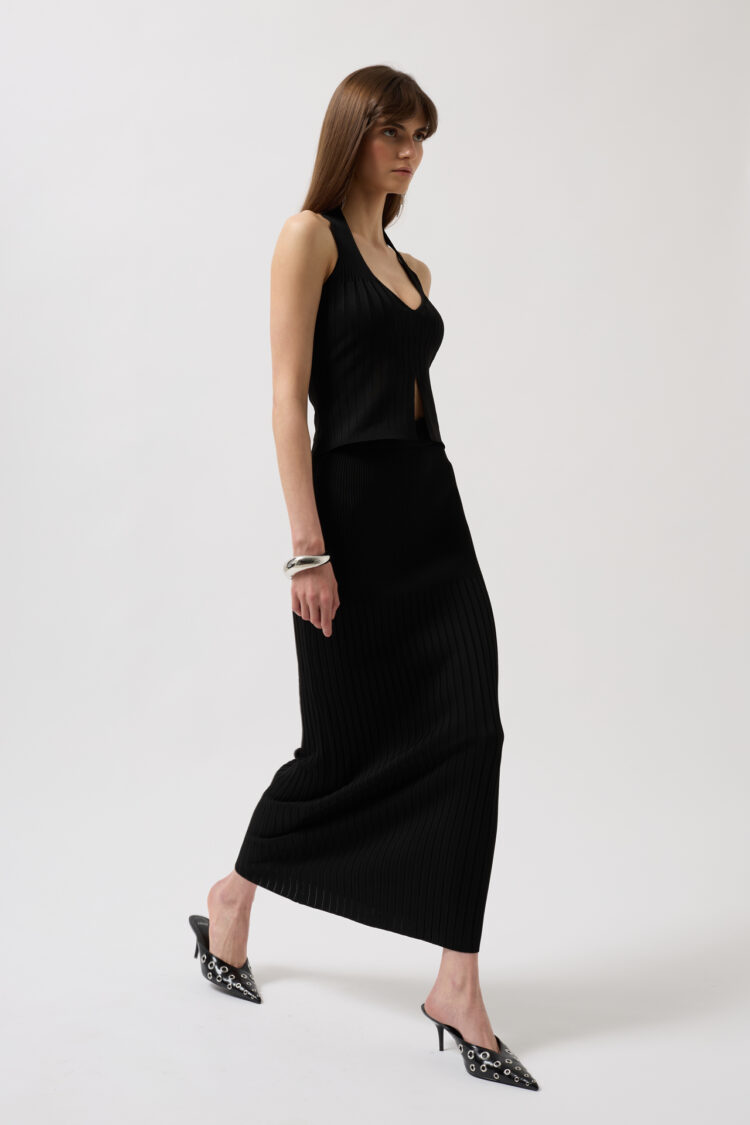 High Waist Textured Skirt