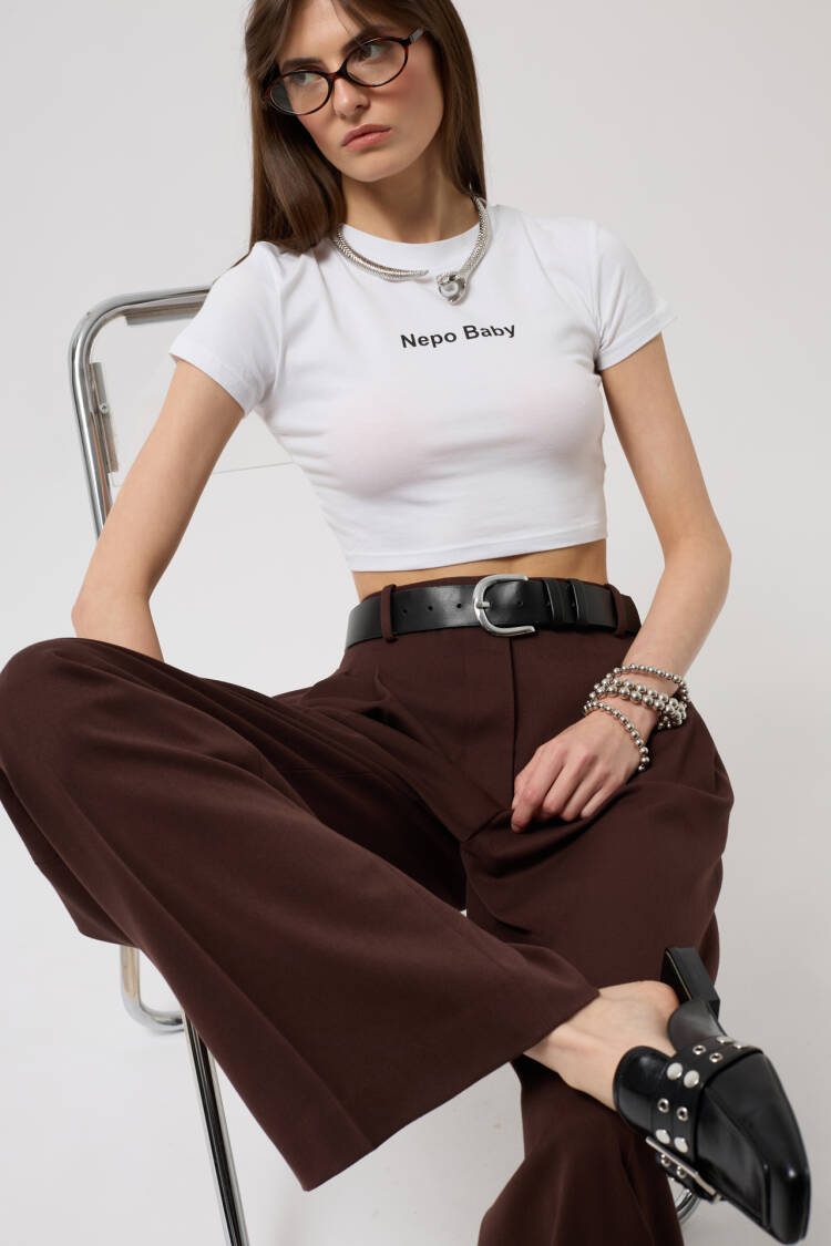 Nepo Printed Crop T-Shirt - Black Fashion - Globality Store - Women Clothes Wholesale Turkey
