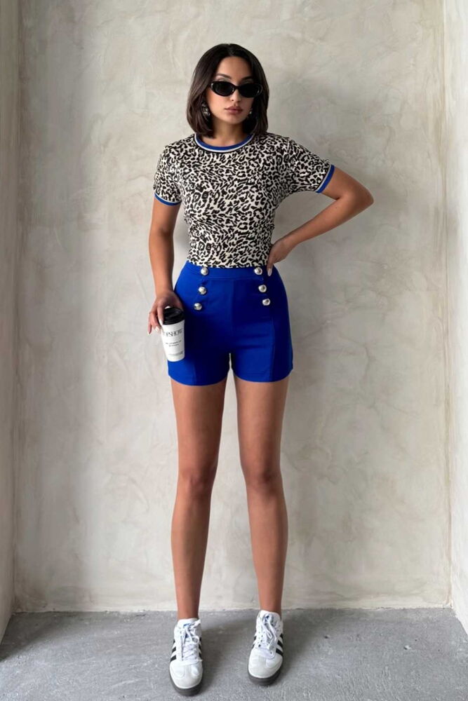Saks Ornament Buttoned Wholesale Shorts - Topshow - Globality Store - Women Clothes Wholesale Turkey