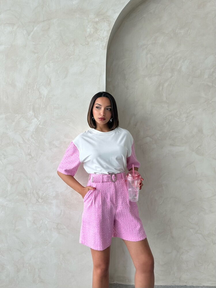 Sequin Denim Shorts