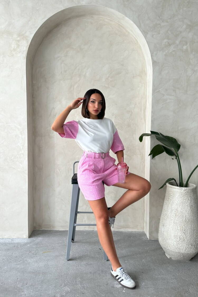 Sequin Denim Shorts
