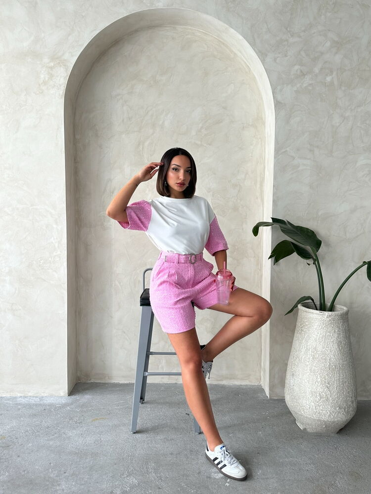Sequin Denim Shorts