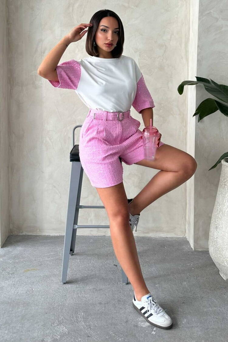 Sequin Denim Shorts - Topshow - Globality Store - Women Clothes Wholesale Turkey