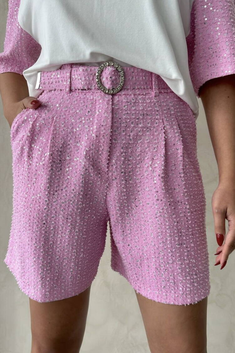 Sequin Denim Shorts