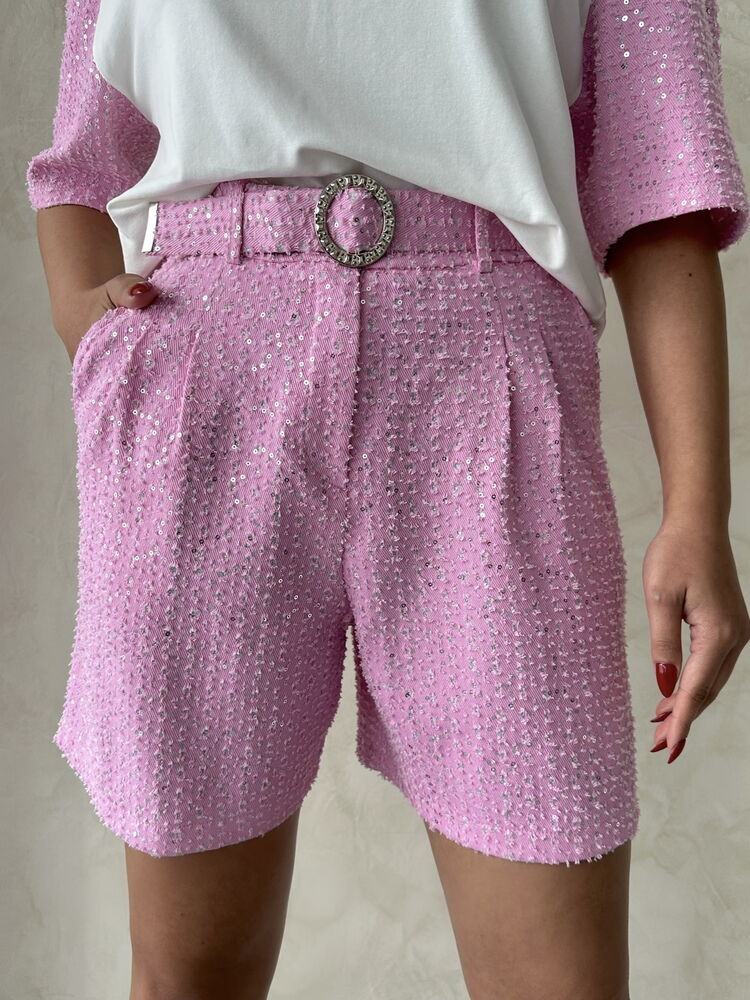 Sequin Denim Shorts