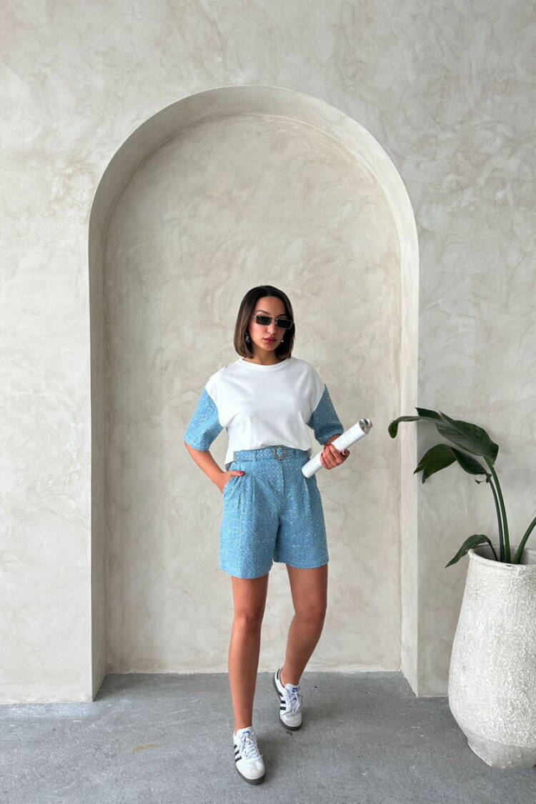 Sequin Denim Shorts